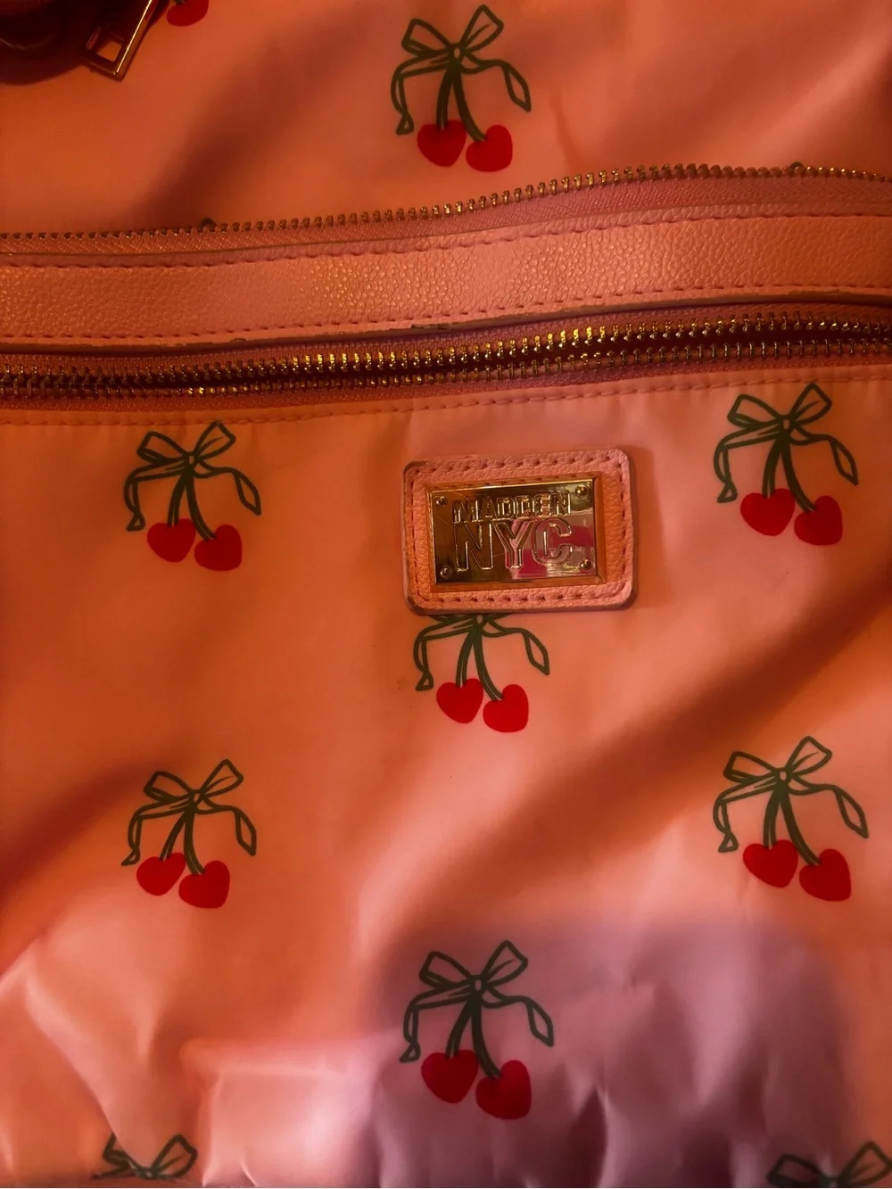 Kids Pink Cherry Print Backpack with Matching Coin Pouch